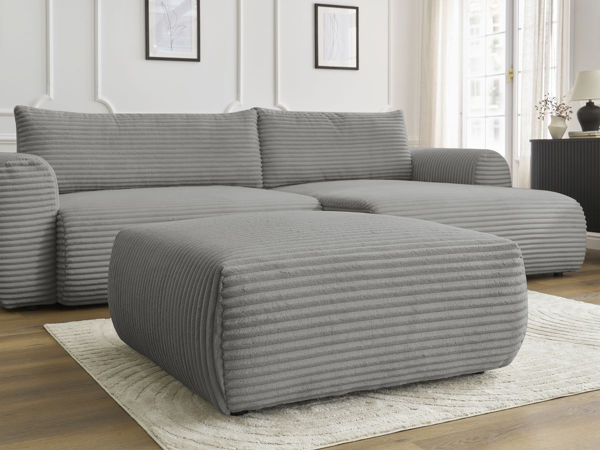 Canapé d'angle fixe EVEREST tissu chiné - Orange - Angle droit - 10 coussins