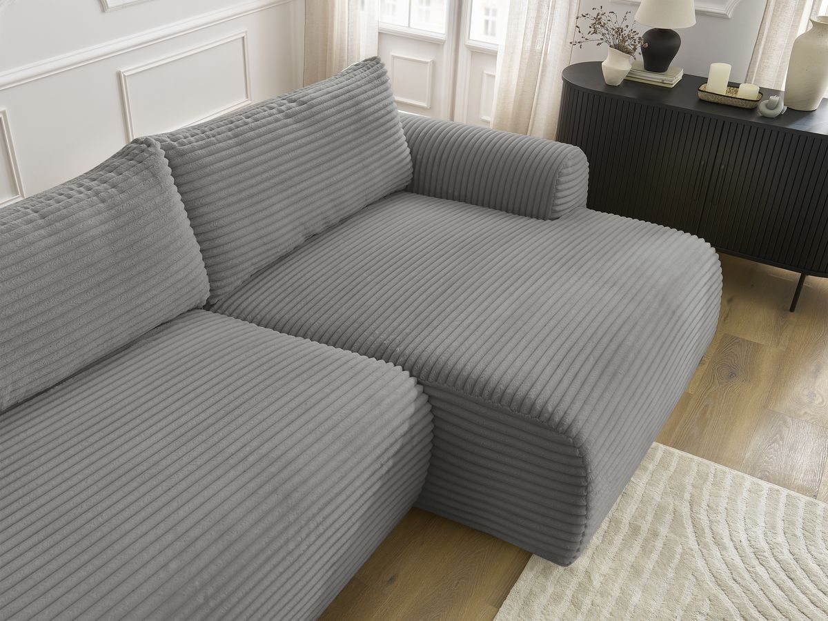 Canapé d'angle fixe EVEREST tissu chiné - Orange - Angle droit - 10 coussins