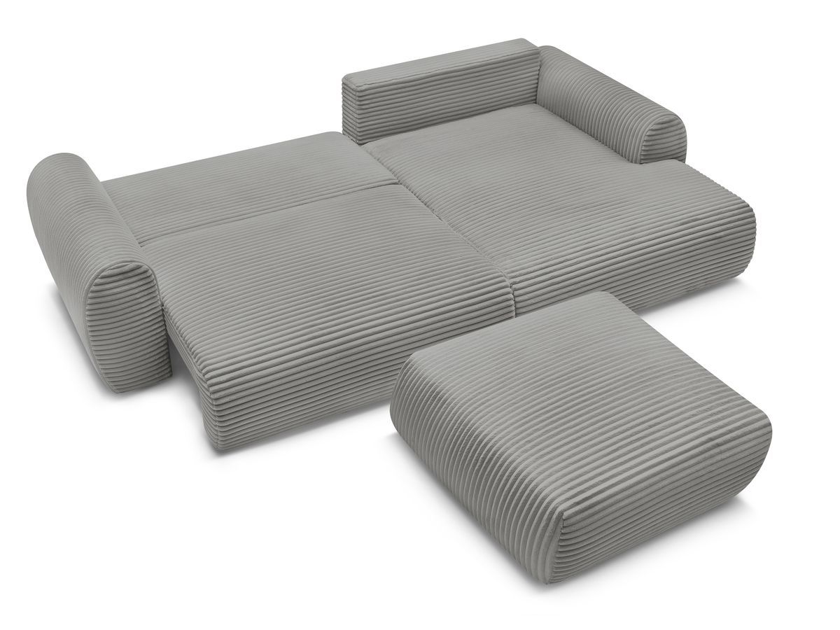 Canapé d'angle fixe EVEREST tissu chiné - Orange - Angle droit - 10 coussins