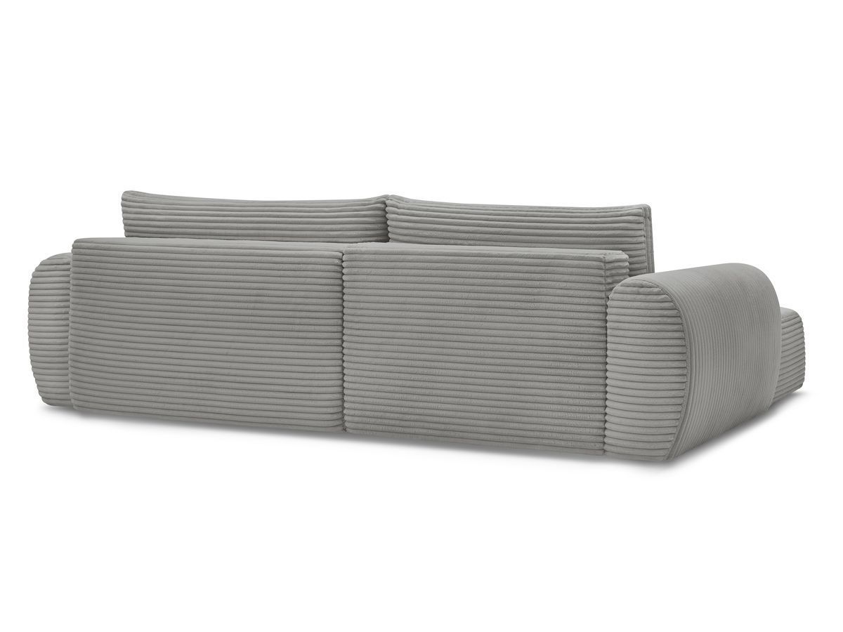 Canapé d'angle convertible coffre LUCIEN gros côtelé doux avec pouf