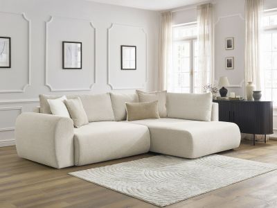 Canapé d'angle L convertible coffre LUCIEN tissu lisse