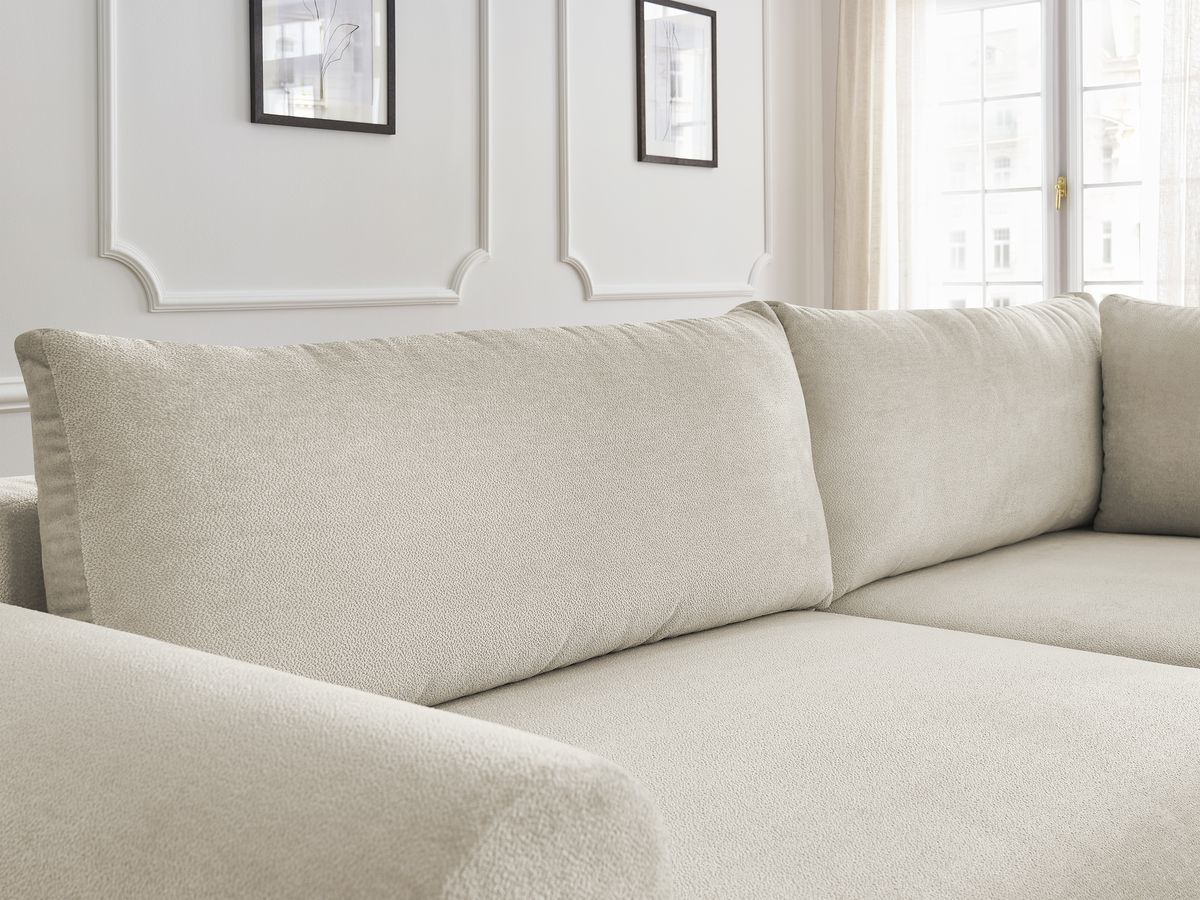 Canapé d'angle L convertible coffre LUCIEN tissu lisse