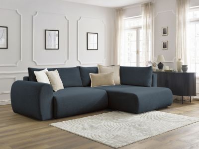 Canapé d'angle L convertible coffre LUCIEN tissu lisse