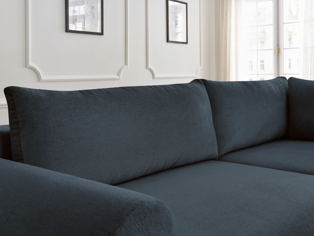 Canapé d'angle L convertible coffre LUCIEN tissu lisse