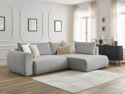 Canapé d'angle L convertible coffre LUCIEN tissu lisse