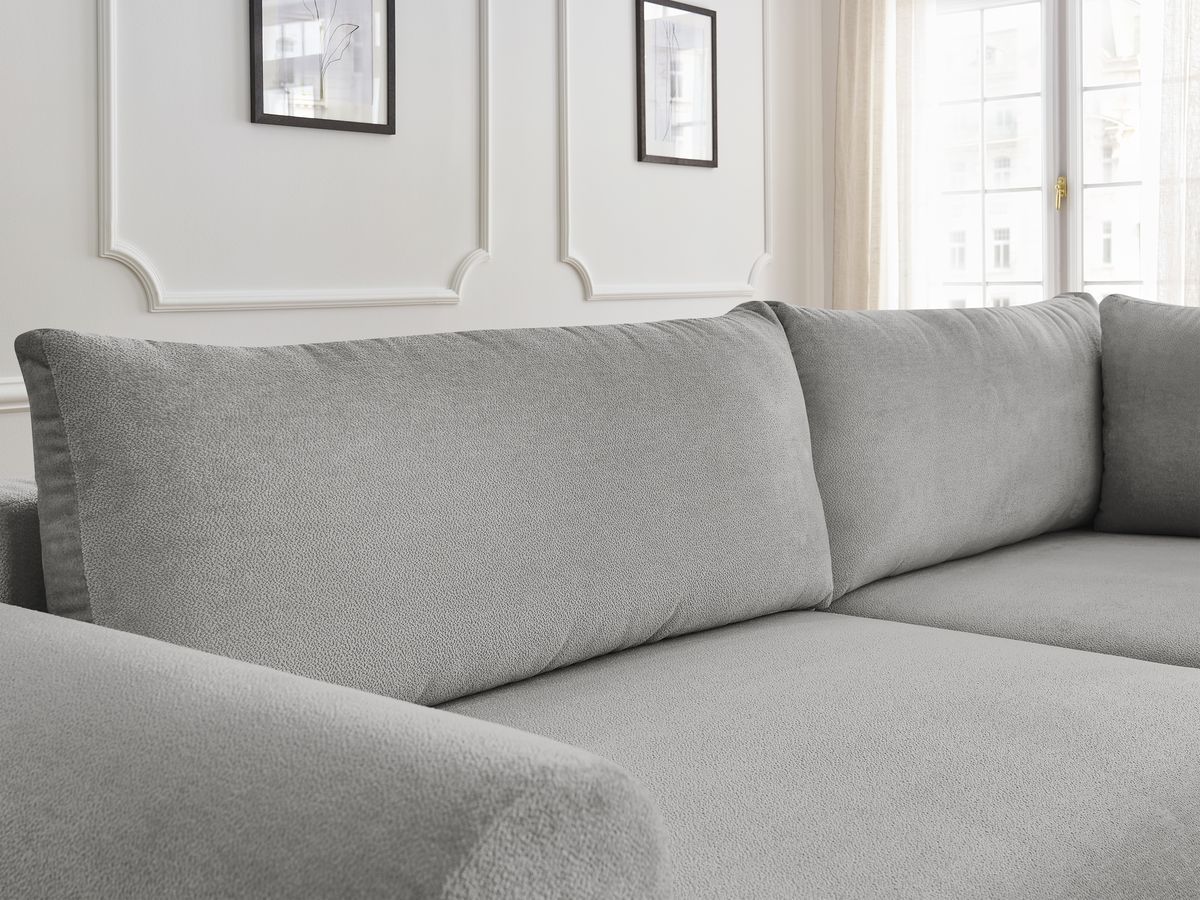 Canapé d'angle L convertible coffre LUCIEN tissu lisse