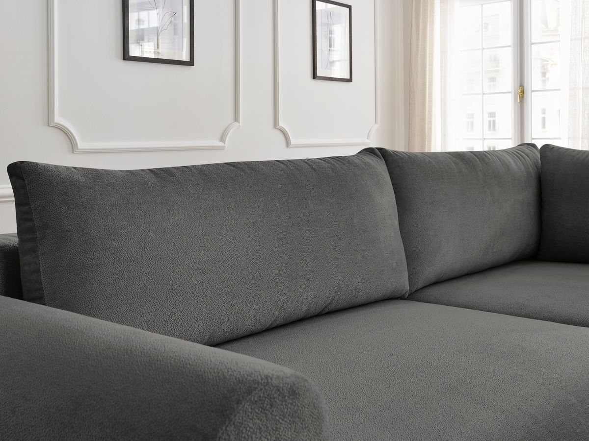 Canapé d'angle L convertible coffre LUCIEN tissu lisse