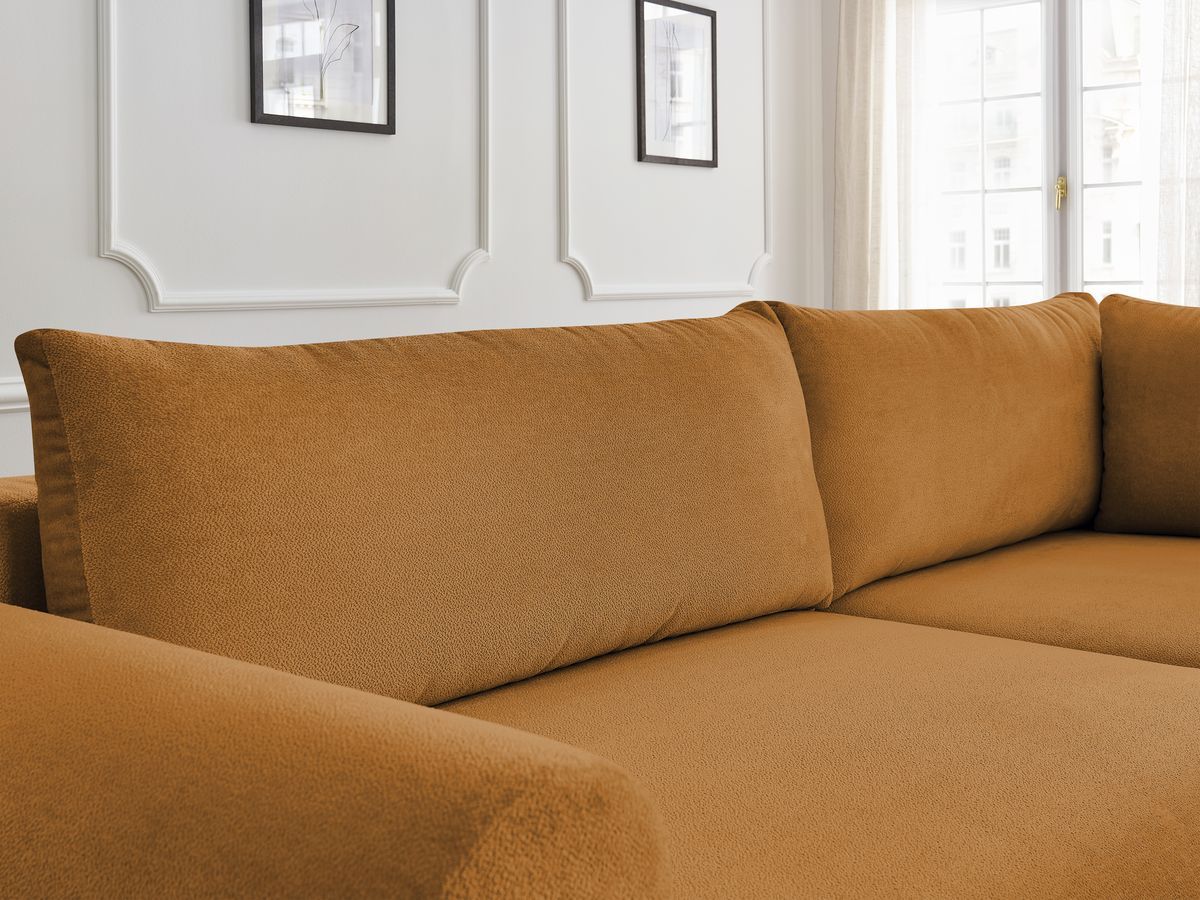 Canapé d'angle L convertible coffre LUCIEN tissu lisse