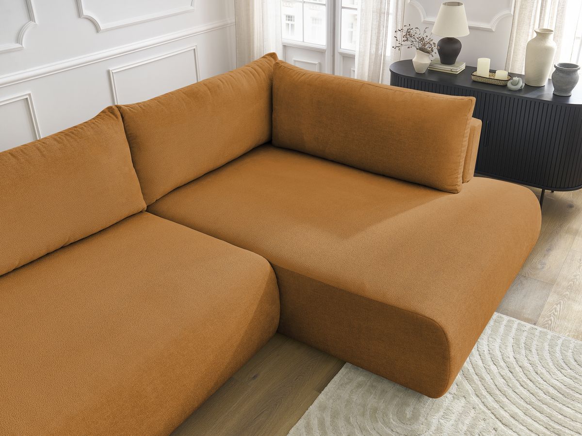 Canapé d'angle L convertible coffre LUCIEN tissu lisse