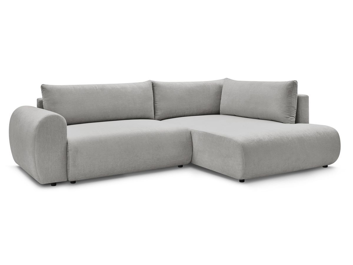 Canapé d'angle L convertible coffre LUCIEN tissu lisse