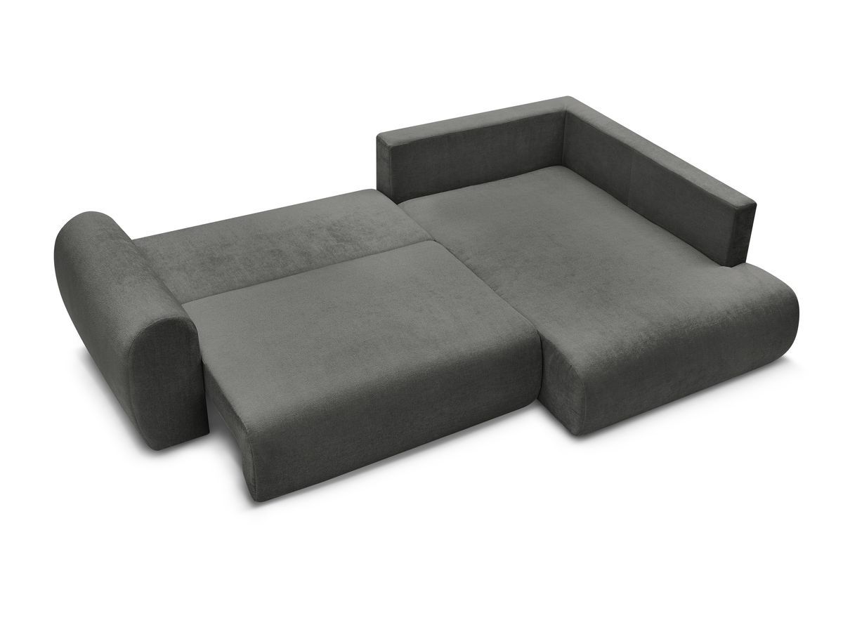 Canapé d'angle L convertible coffre LUCIEN tissu lisse