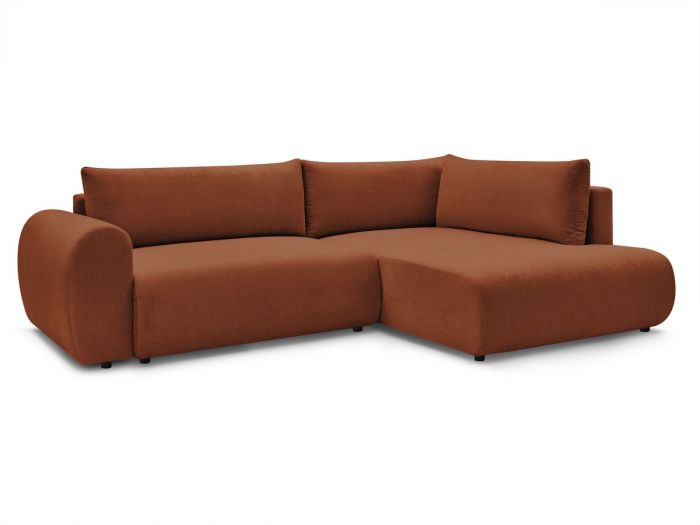 Canapé d'angle L convertible coffre LUCIEN tissu lisse