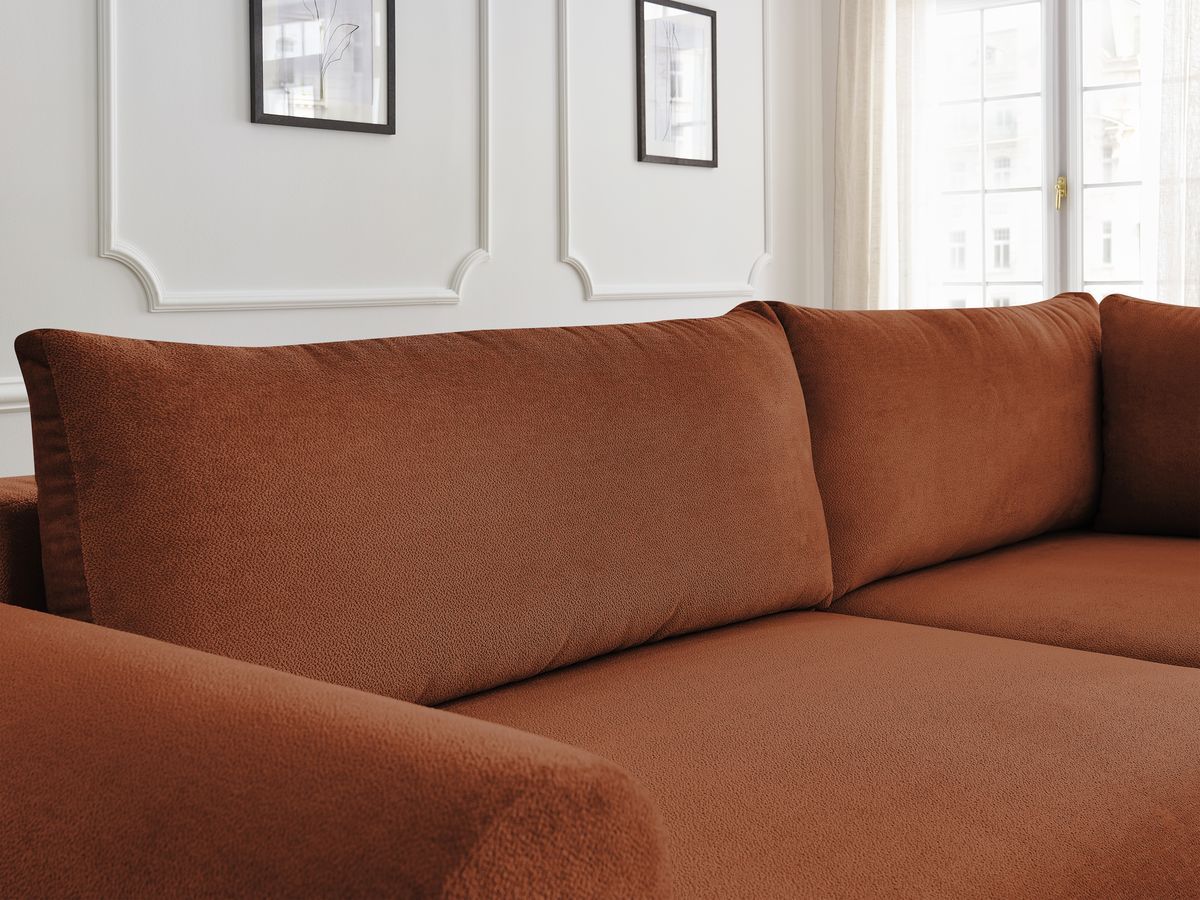 Canapé d'angle L convertible coffre LUCIEN tissu lisse