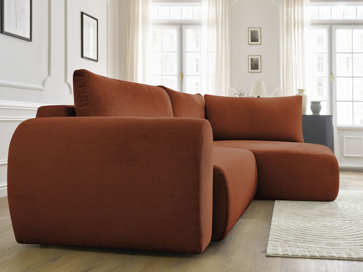 Canapé d'angle L convertible coffre LUCIEN tissu lisse