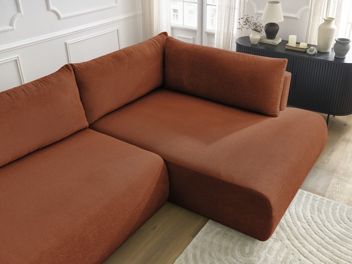 Canapé d'angle L convertible coffre LUCIEN tissu lisse
