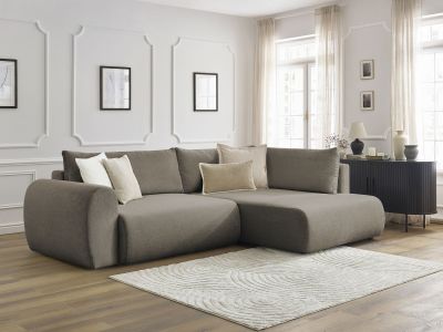Canapé d'angle L convertible coffre LUCIEN tissu lisse