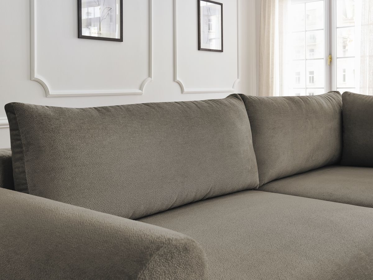 Canapé d'angle L convertible coffre LUCIEN tissu lisse