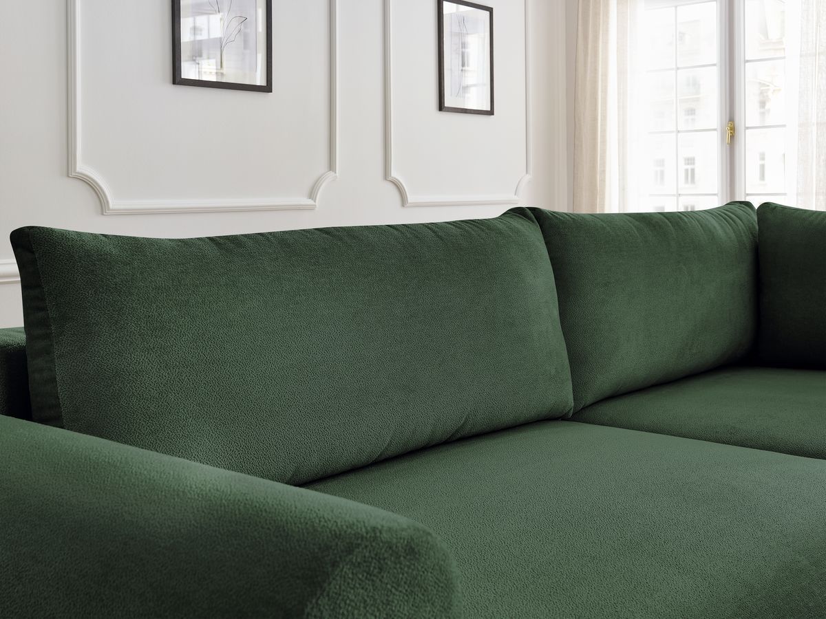 Canapé d'angle L convertible coffre LUCIEN tissu lisse
