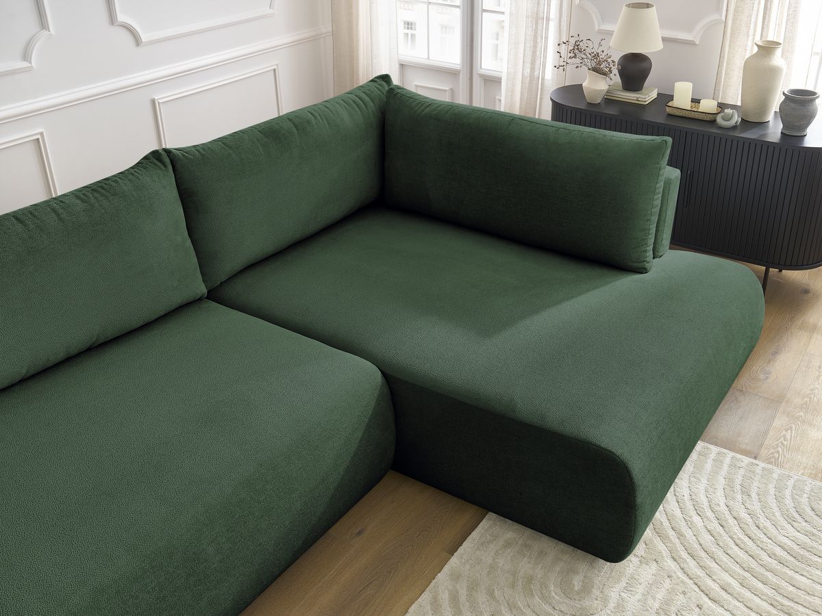 Canapé d'angle L convertible coffre LUCIEN tissu lisse