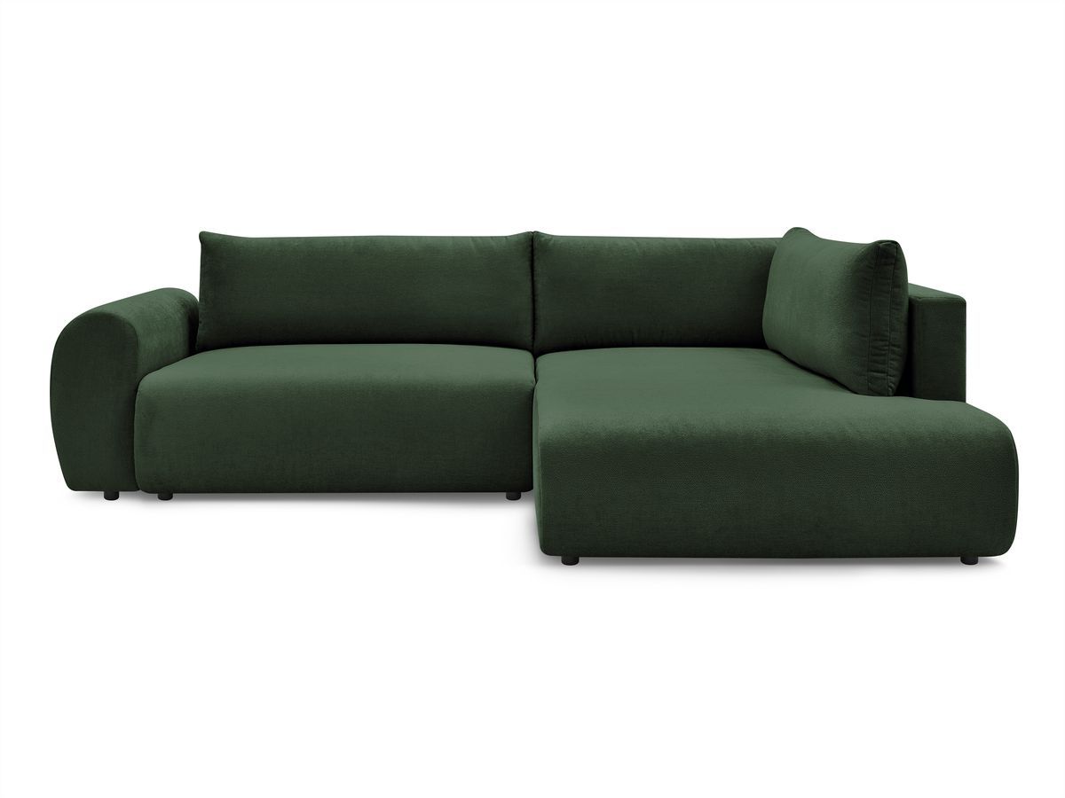 Canapé d'angle L convertible coffre LUCIEN tissu lisse