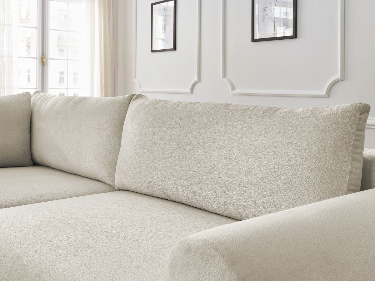 Canapé d'angle L convertible coffre LUCIEN tissu lisse