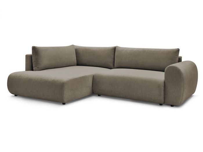 Canapé d'angle L convertible coffre LUCIEN tissu lisse