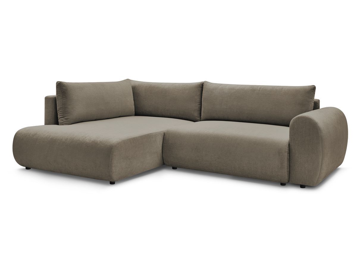 Canapé d'angle L convertible coffre LUCIEN tissu lisse