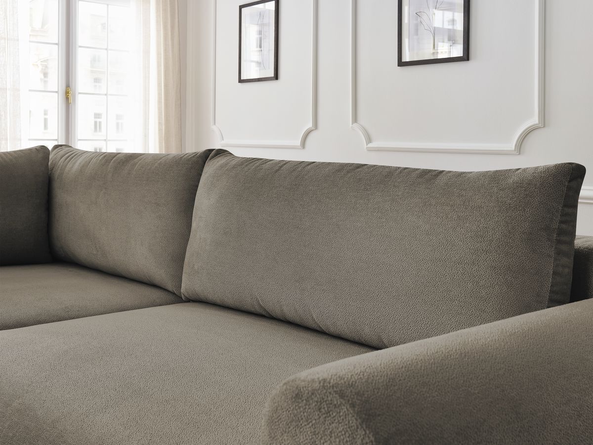 Canapé d'angle L convertible coffre LUCIEN tissu lisse