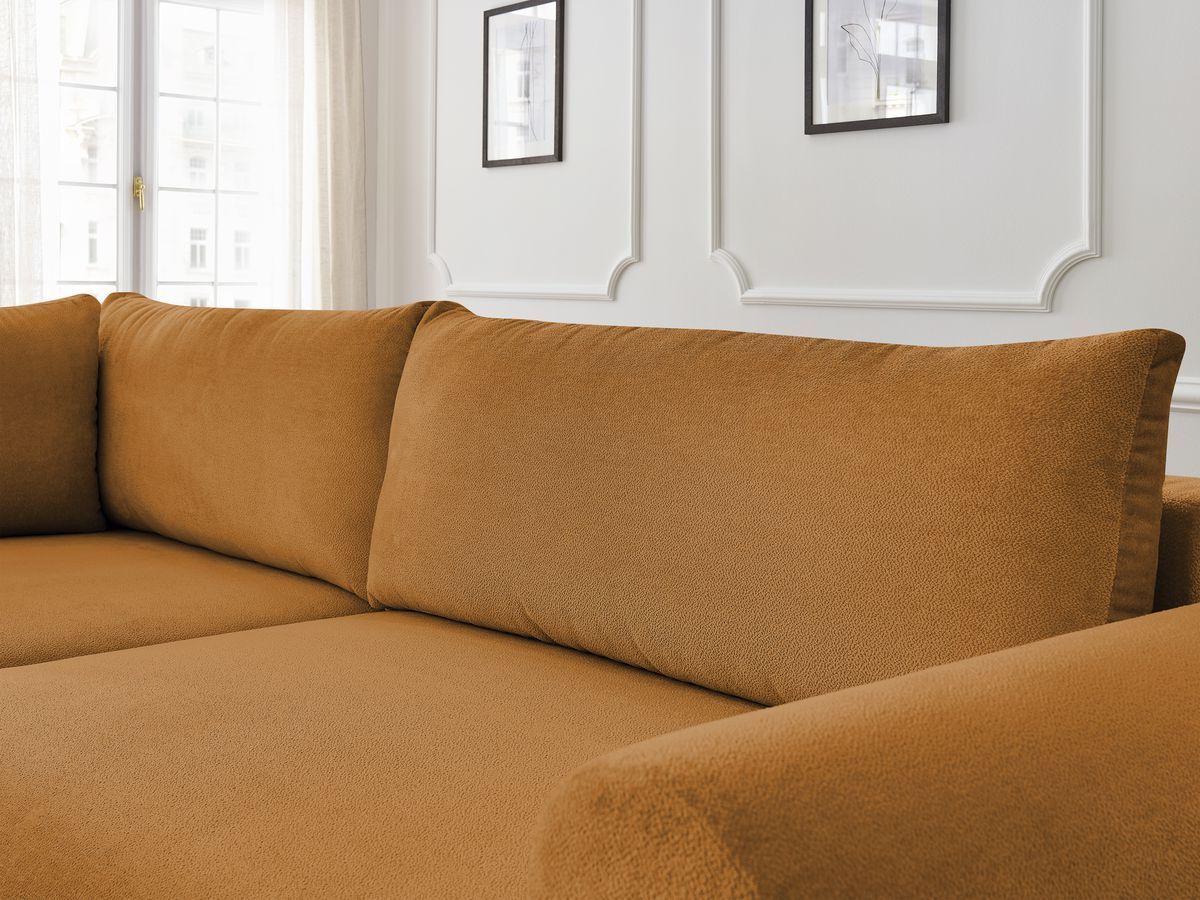 Canapé d'angle L convertible coffre LUCIEN tissu lisse