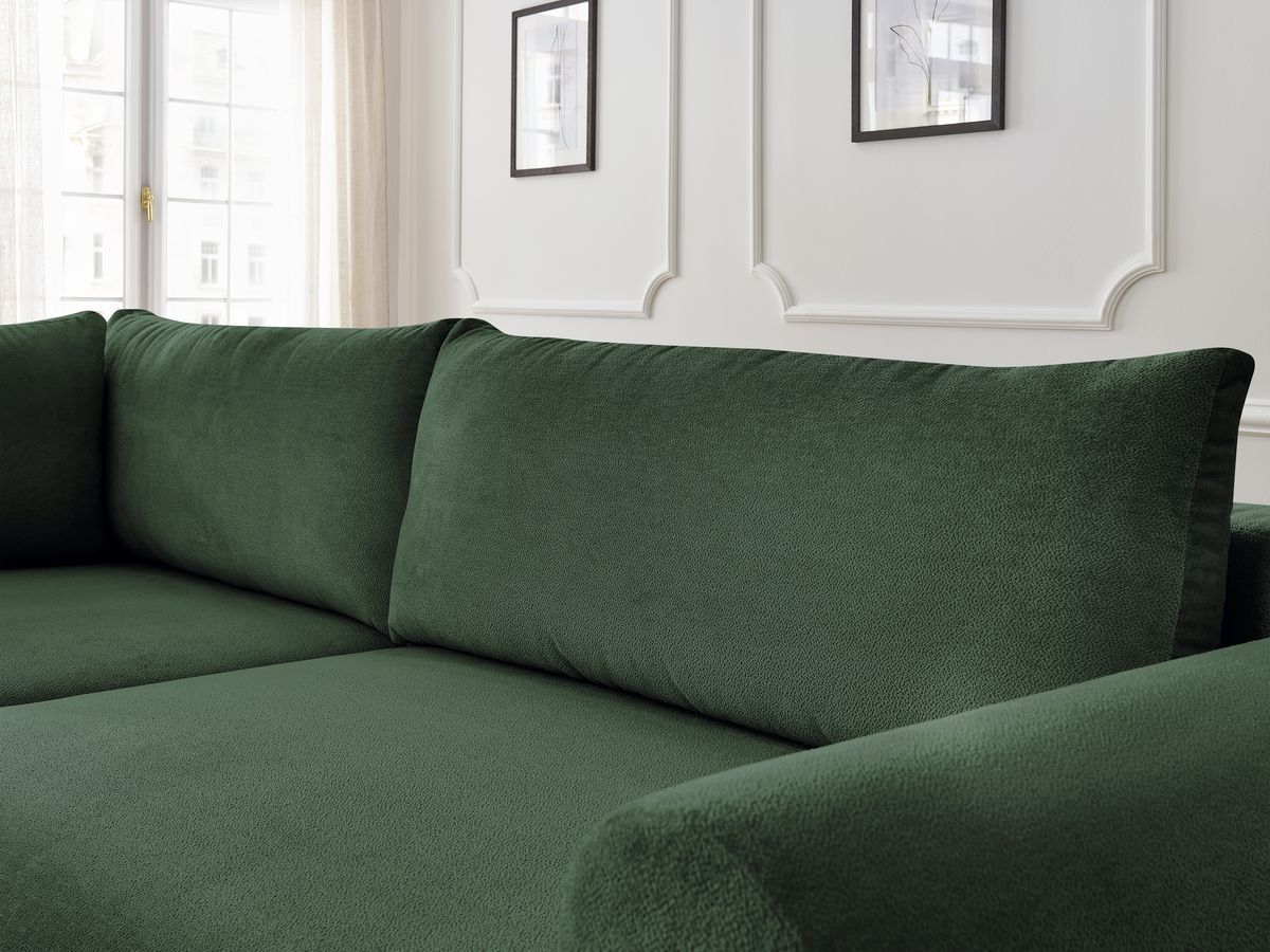 Canapé d'angle L convertible coffre LUCIEN tissu lisse