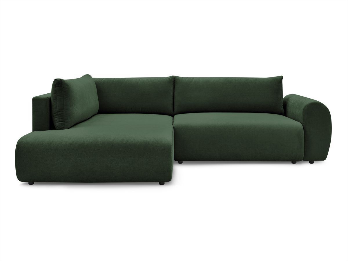 Canapé d'angle L convertible coffre LUCIEN tissu lisse