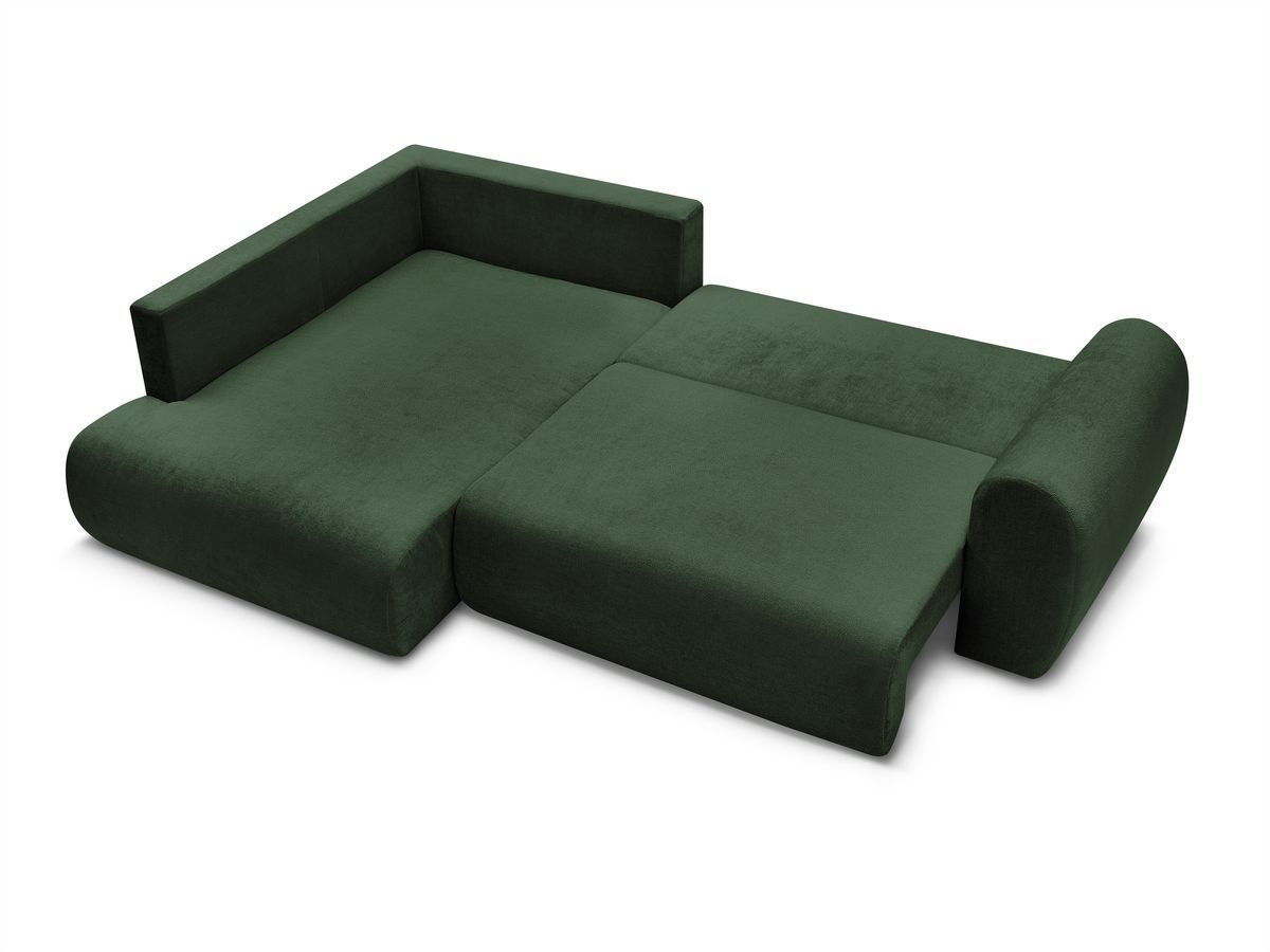 Canapé d'angle L convertible coffre LUCIEN tissu lisse