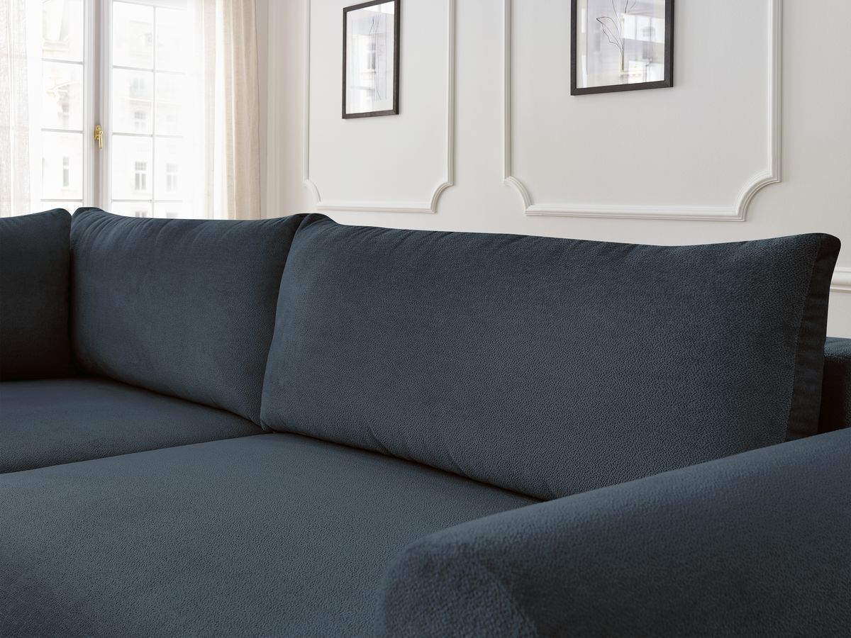 Canapé d'angle L convertible coffre LUCIEN tissu lisse