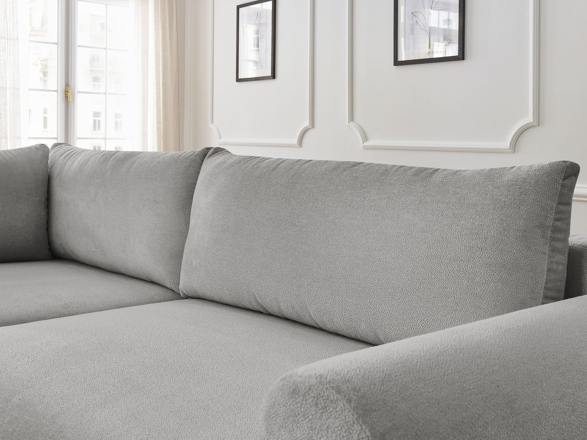 Canapé d'angle L convertible coffre LUCIEN tissu lisse