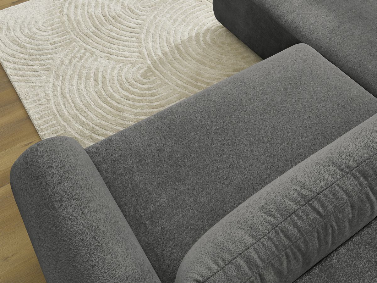 Canapé d'angle L convertible coffre LUCIEN tissu lisse