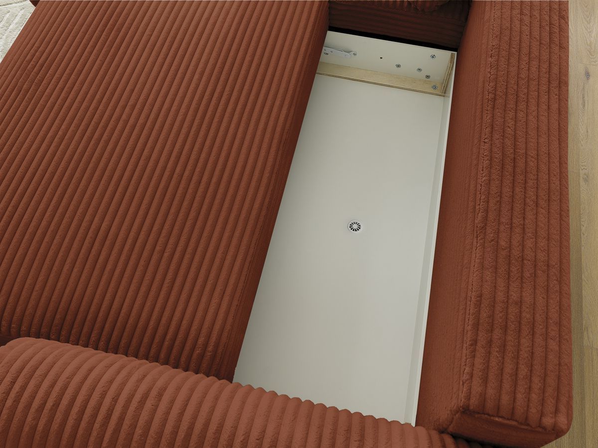 Canapé d'angle convertible coffre LUCIEN gros côtelé doux