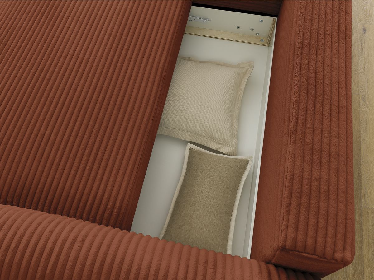 Canapé d'angle convertible coffre LUCIEN gros côtelé doux