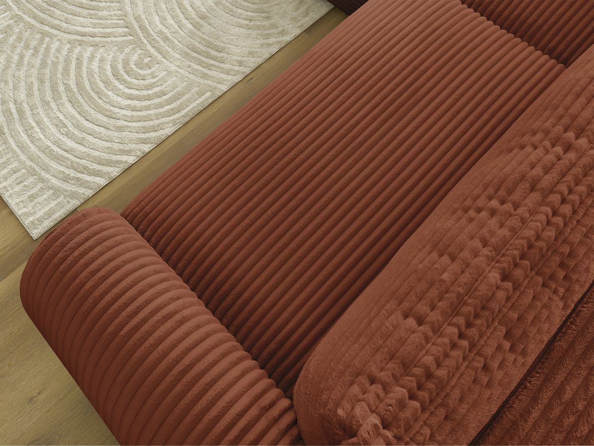 Canapé d'angle convertible coffre LUCIEN gros côtelé doux