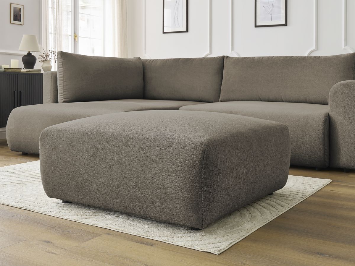 Canapé d'angle fixe EVEREST tissu chiné - Orange - Angle droit - 10 coussins