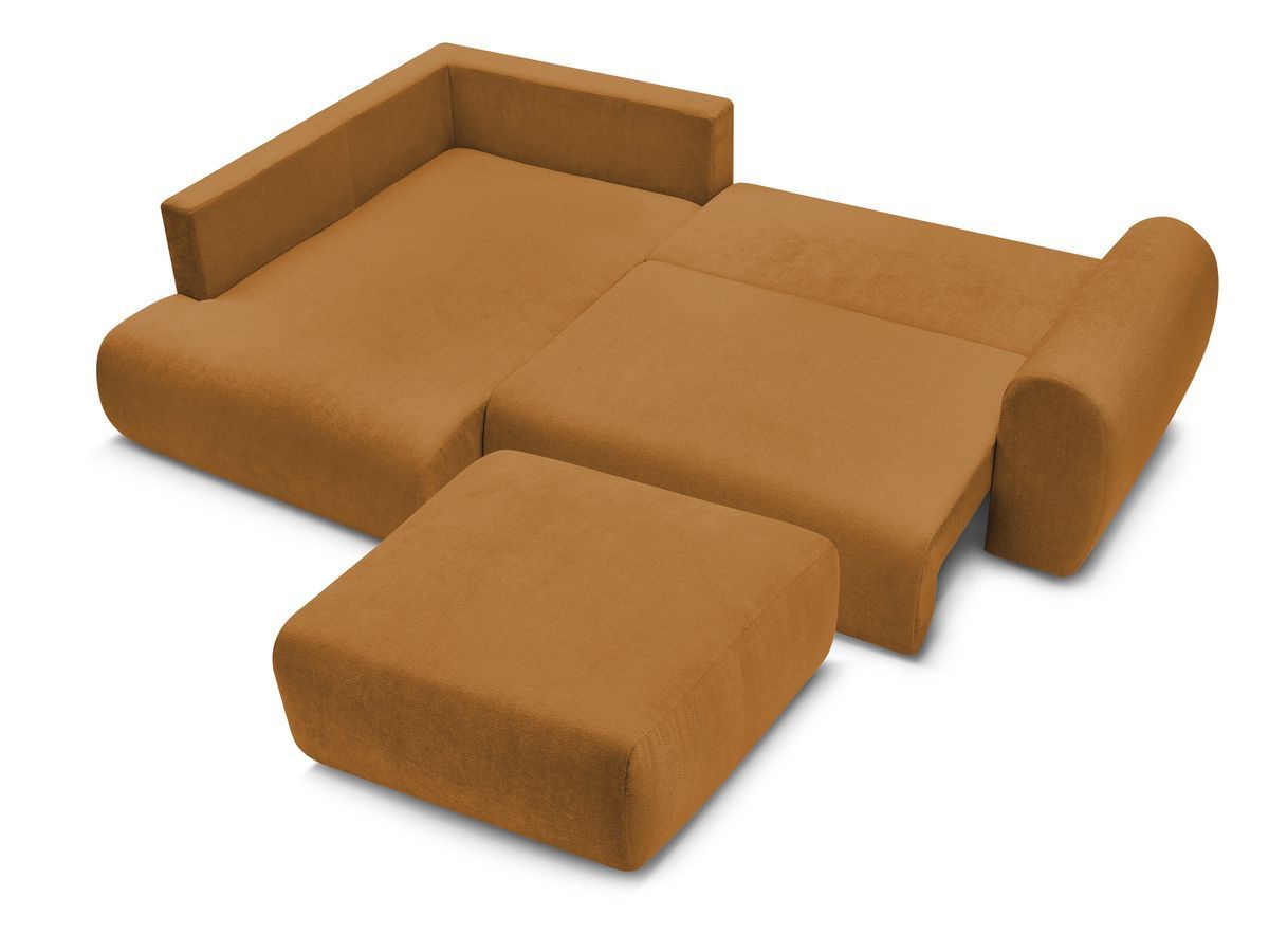 Canapé d'angle fixe EVEREST tissu chiné - Orange - Angle droit - 10 coussins