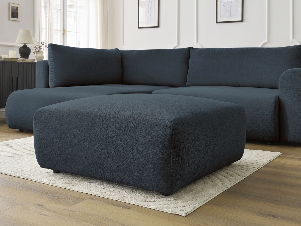 Canapé d'angle fixe EVEREST tissu chiné - Orange - Angle droit - 10 coussins