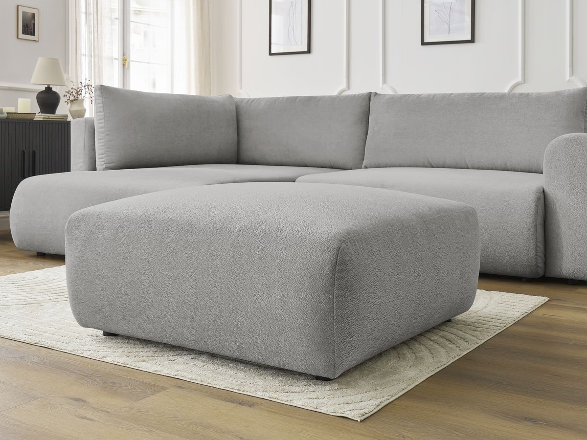 Canapé d'angle fixe EVEREST tissu chiné - Orange - Angle droit - 10 coussins