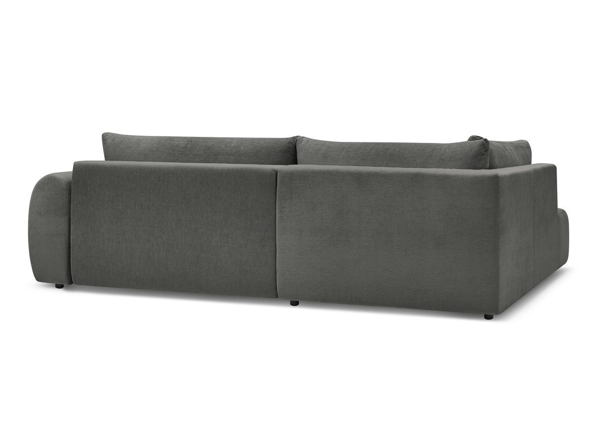 Canapé d'angle L convertible coffre LUCIEN tissu lisse avec pouf