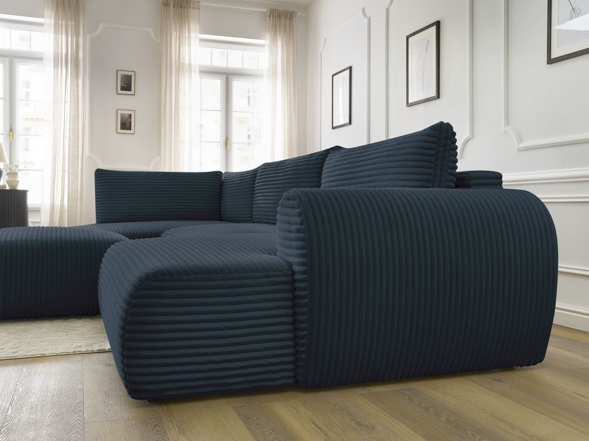 Canapé d'angle fixe EVEREST tissu chiné - Orange - Angle droit - 10 coussins
