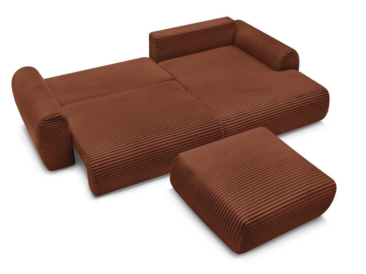 Canapé d'angle fixe EVEREST tissu chiné - Orange - Angle droit - 10 coussins