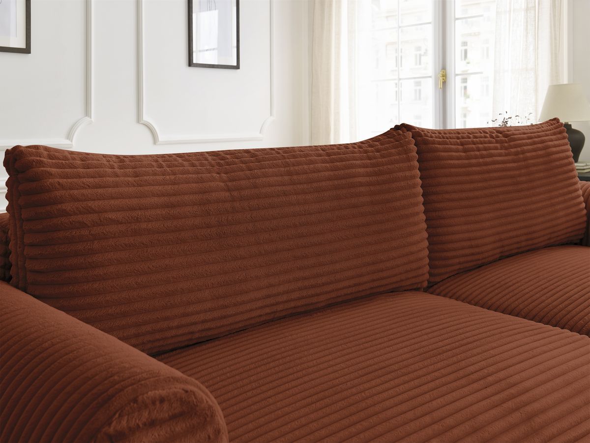 Canapé d'angle fixe EVEREST tissu chiné - Orange - Angle droit - 10 coussins