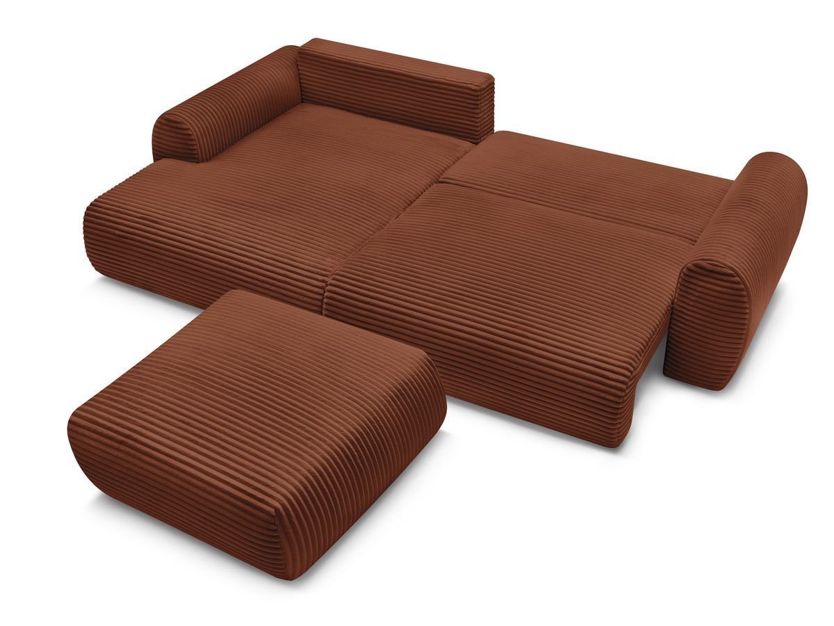 Canapé d'angle fixe EVEREST tissu chiné - Orange - Angle droit - 10 coussins
