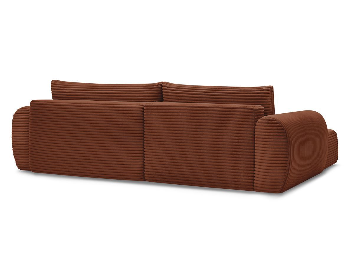 Canapé d'angle fixe EVEREST tissu chiné - Orange - Angle droit - 10 coussins
