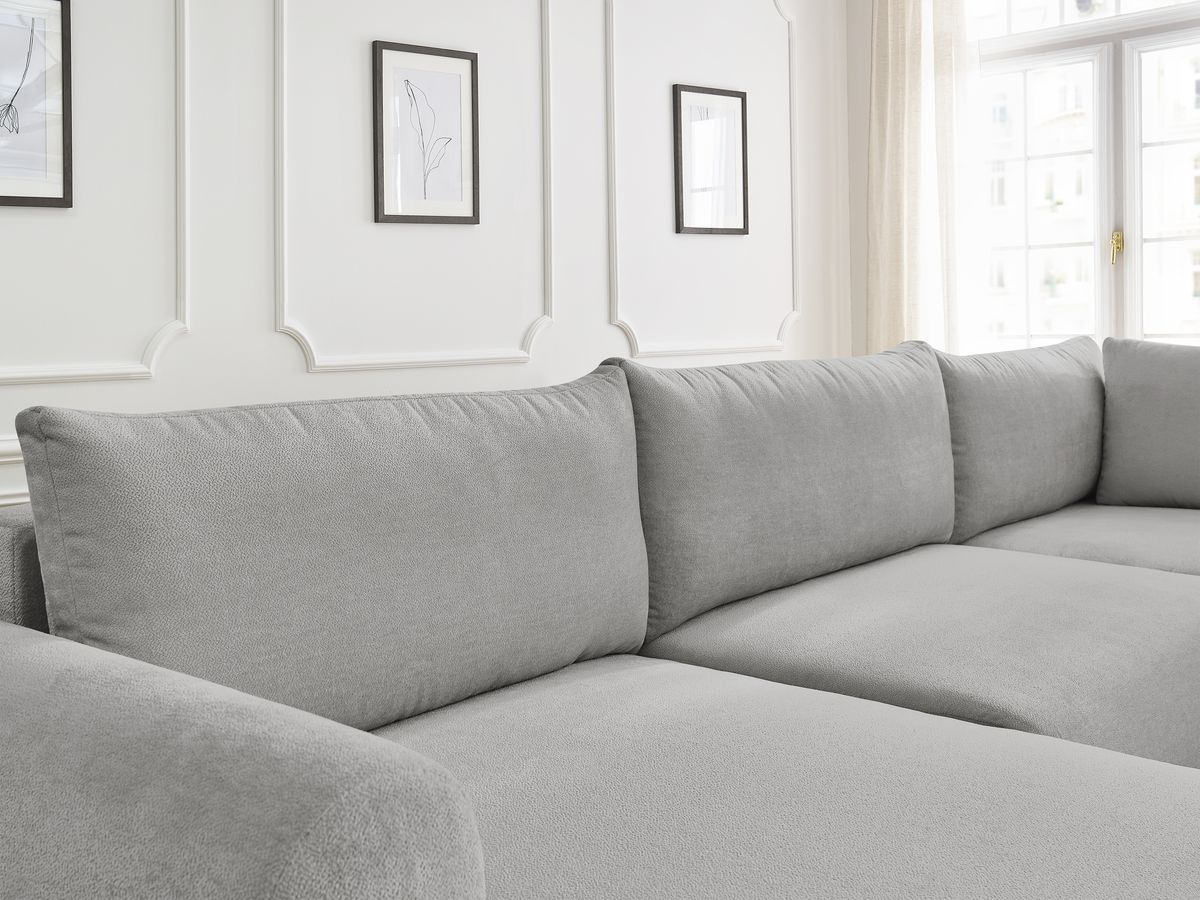 LUCIEN panoramische slaapbank met opbergvak, gladde stof