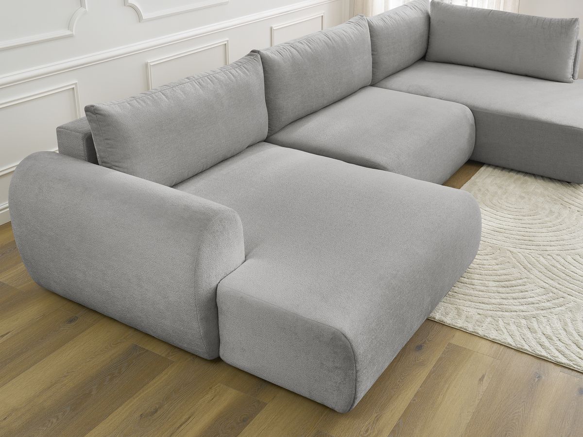 LUCIEN panoramische slaapbank met opbergvak, gladde stof